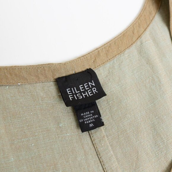 EILEEN FISHER Linen Blend Dress Midi Tank Sundress Pullover Khaki Lagenlook - Picture 10 of 11